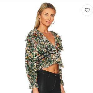 NWOT - Free People Rudi Ruffle Top in Night Garden